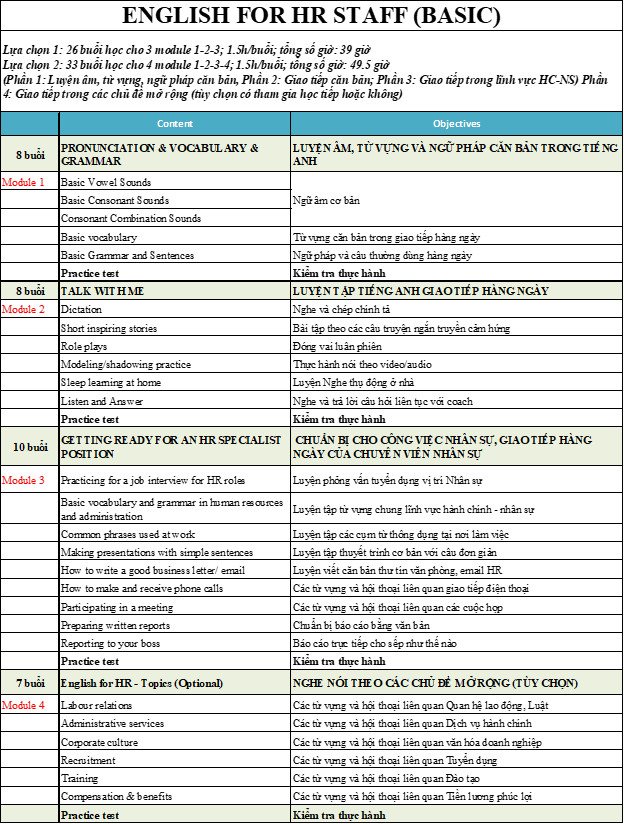 SprinGO Basic English for HR