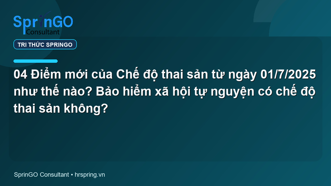 04 Điểm mới của Chế độ thai sản từ ngày 01/7/2025 như thế nào? Bảo hiểm xã hội tự nguyện có chế độ thai sản không?