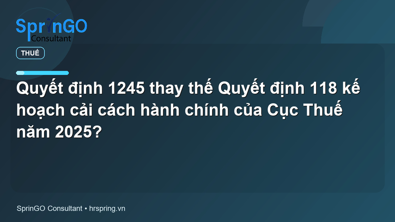 Quyết định 1245 thay thế Quyết định 118 kế hoạch cải cách hành chính của Cục Thuế năm 2025?