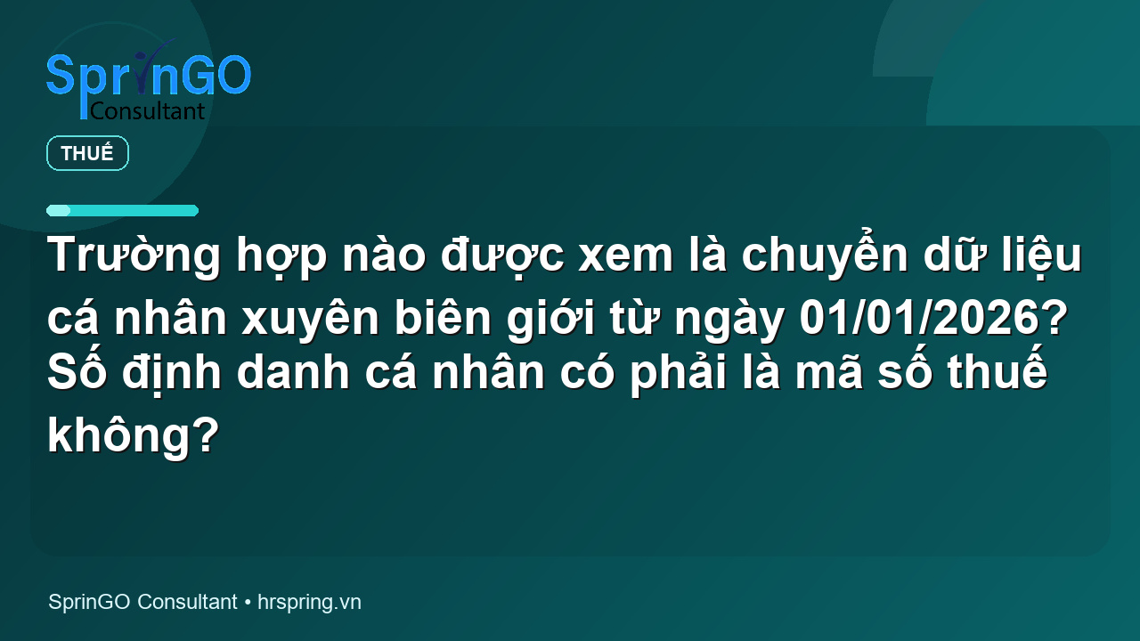 Trường hợp nào được xem là chuyển dữ liệu cá nhân xuyên biên giới từ ngày 01/01/2026? Số định danh cá nhân có phải là mã số thuế không? - pháp luật thuế | SprinGO Trường hợp nào được xem là chuyển dữ liệu cá nhân xuyên biên giới từ ngày 01/01/2026? Số định danh cá nhân có phải là mã số thuế không? - pháp luật thuế | SprinGO