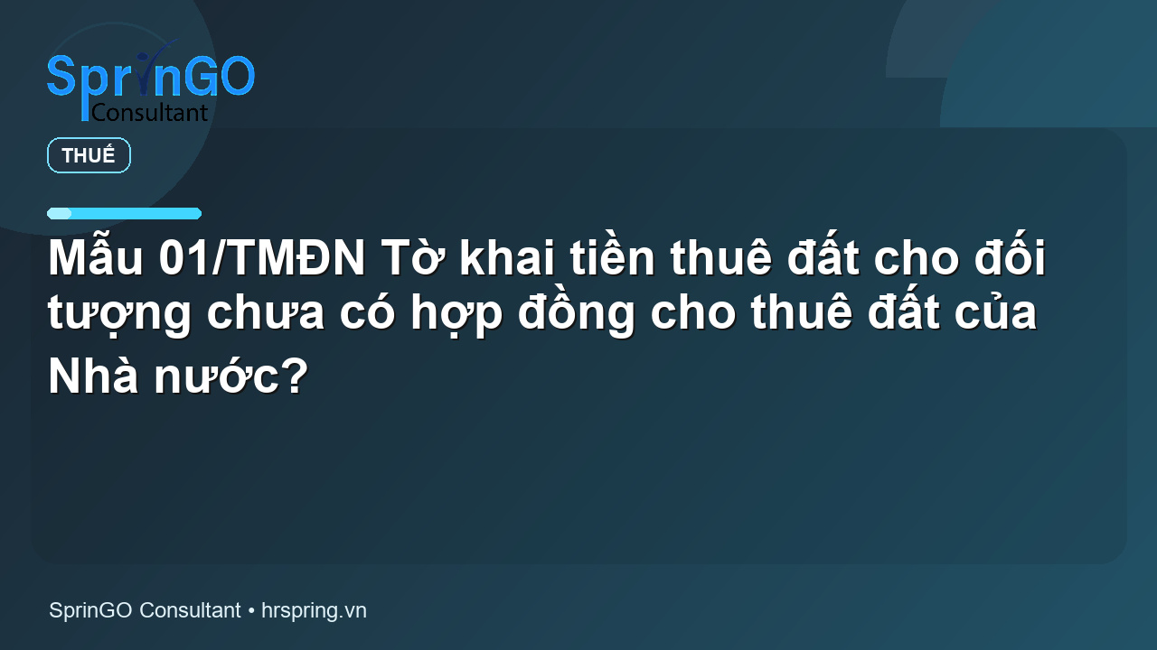 Mẫu 01/TMĐN Tờ khai tiền thuê đất cho đối tượng chưa có hợp đồng cho thuê đất của Nhà nước?