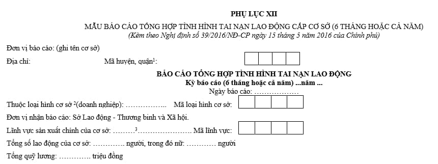 Mẫu báo cáo tình hình tai nạn lao động 6 tháng đầu năm 2026