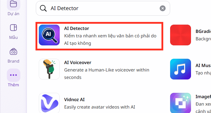 Ứng dụng AI Detector Canva AI