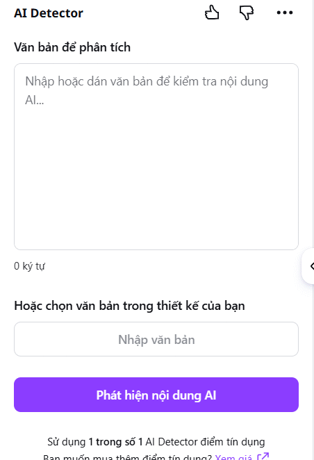 Giao diện AI Detector Canva AI