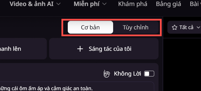 Tùy chọn tạo nhạc trên AI Music Maker