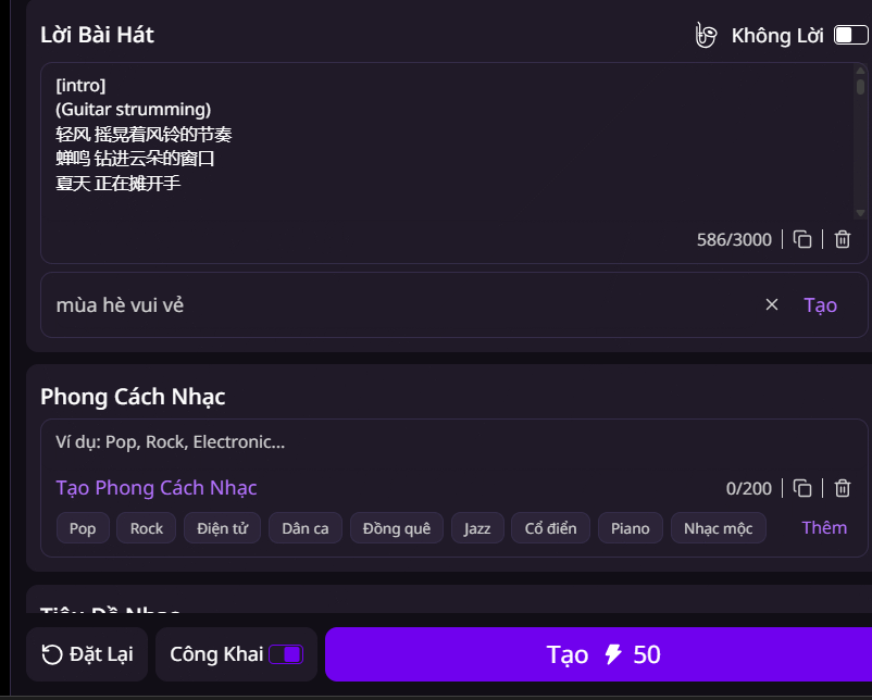 Tạo nhạc tùy chỉnh trên AI Music Maker