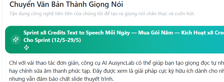 Văn bản chuyển sang giọng nói trên AusyncLab