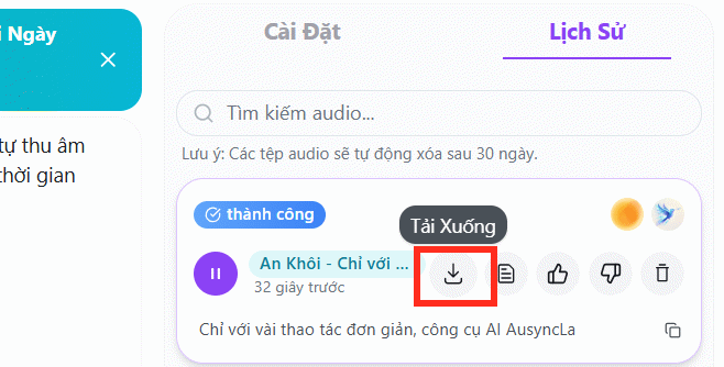 Tải giọng nói trên AusyncLab