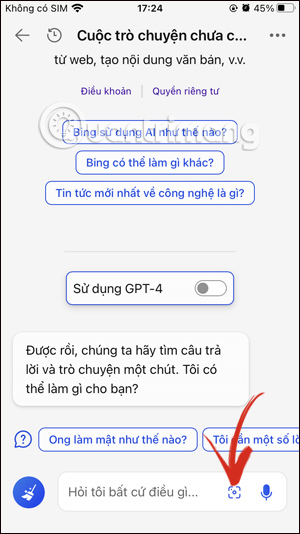 Chụp ảnh trên Bing Chat