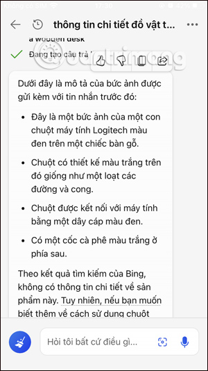 Phản hồi trên Bing Chat
