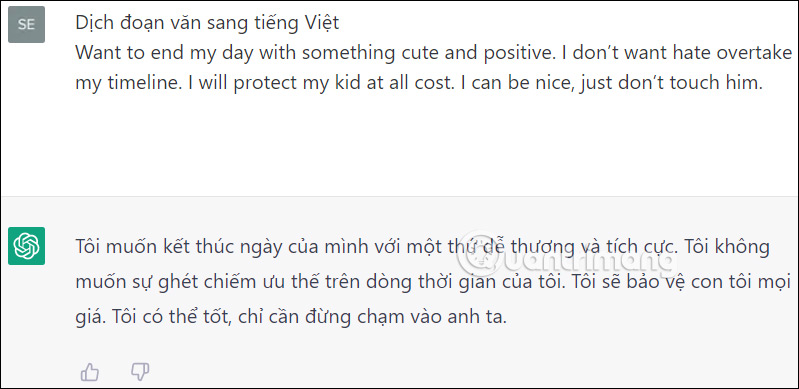 Đoạn dịch trên Chat GPT