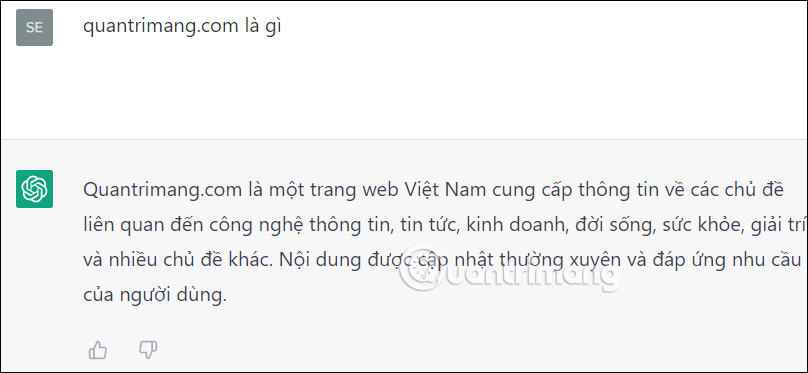 Cung cấp thông tin trên Chat GPT
