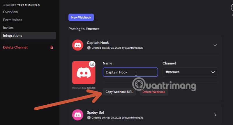 cách cài đặt webhook discord