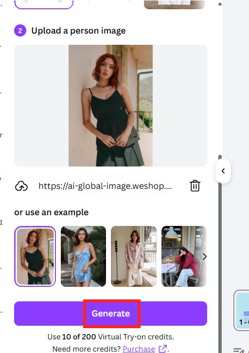 Tạo ảnh người mẫu thử đồ trên AI Virtual Try-On trên Canva 