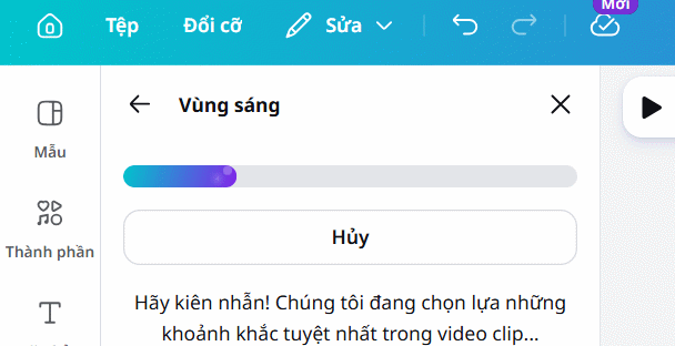 Chỉnh vùng sáng video tự động trên Canva 