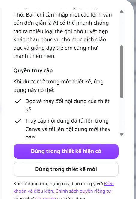 Dùng AI Flashcard Maker Canva