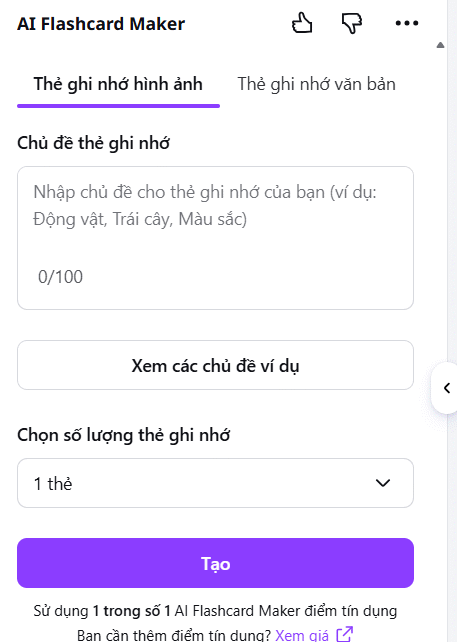 Tùy chọn dùng AI Flashcard Maker Canva