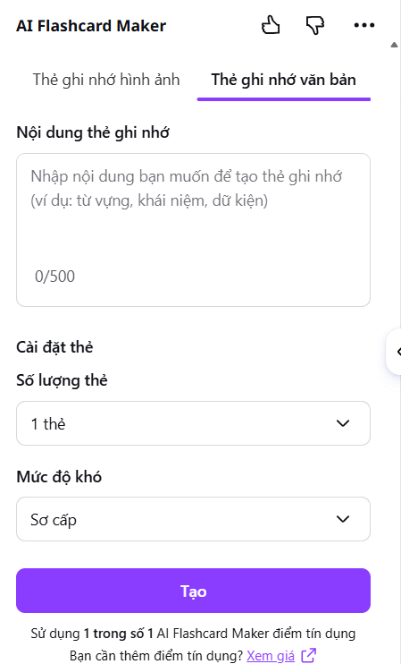 Thẻ ghi nhớ văn bản AI Flashcard Maker Canva