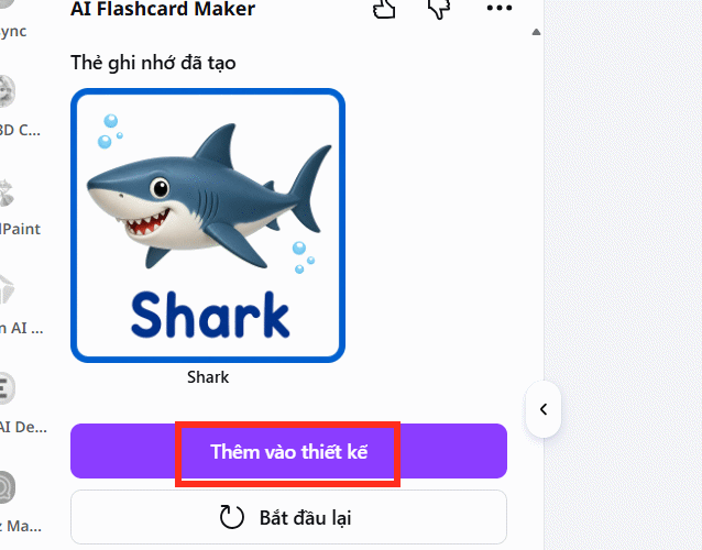 Thẻ Flashcard tạo trên Canva