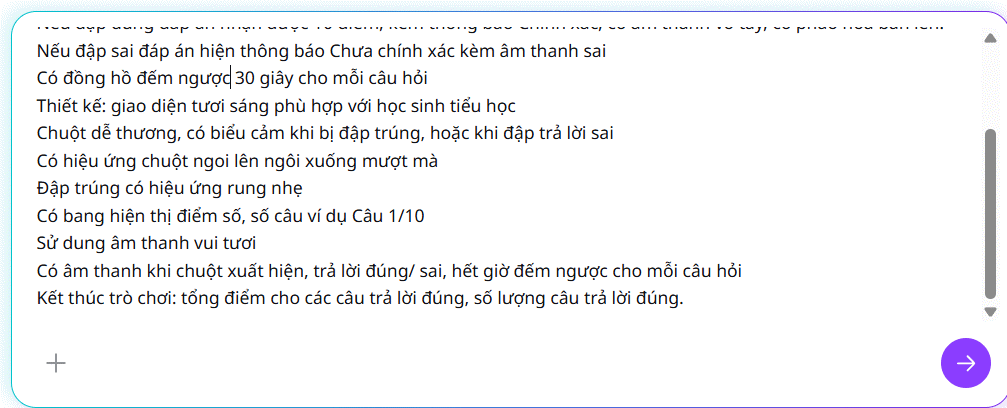 Lệnh tạo game đập chuột trên Canva AI