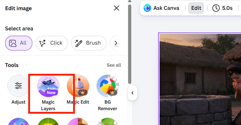 Công cụ Magic Layers trên Canva