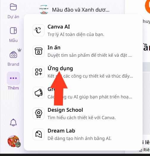 Ứng dụng trên Canva 