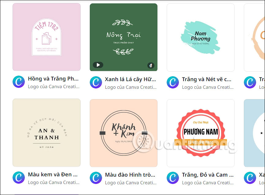 Mẫu thiết kế logo trên Canva