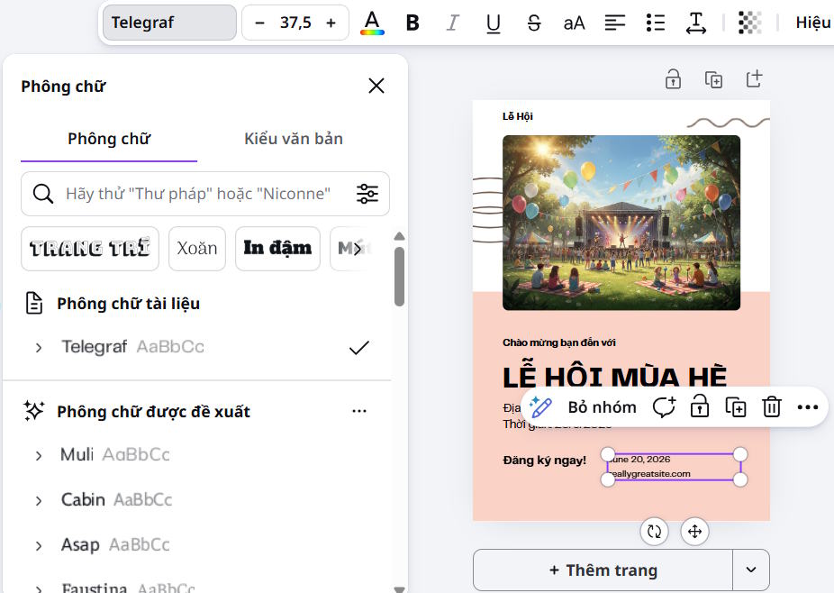Poster trên Canva AI