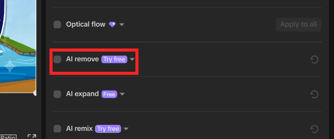AI remove trong CapCut
