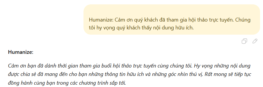 Humanize: [Nội dung máy móc]