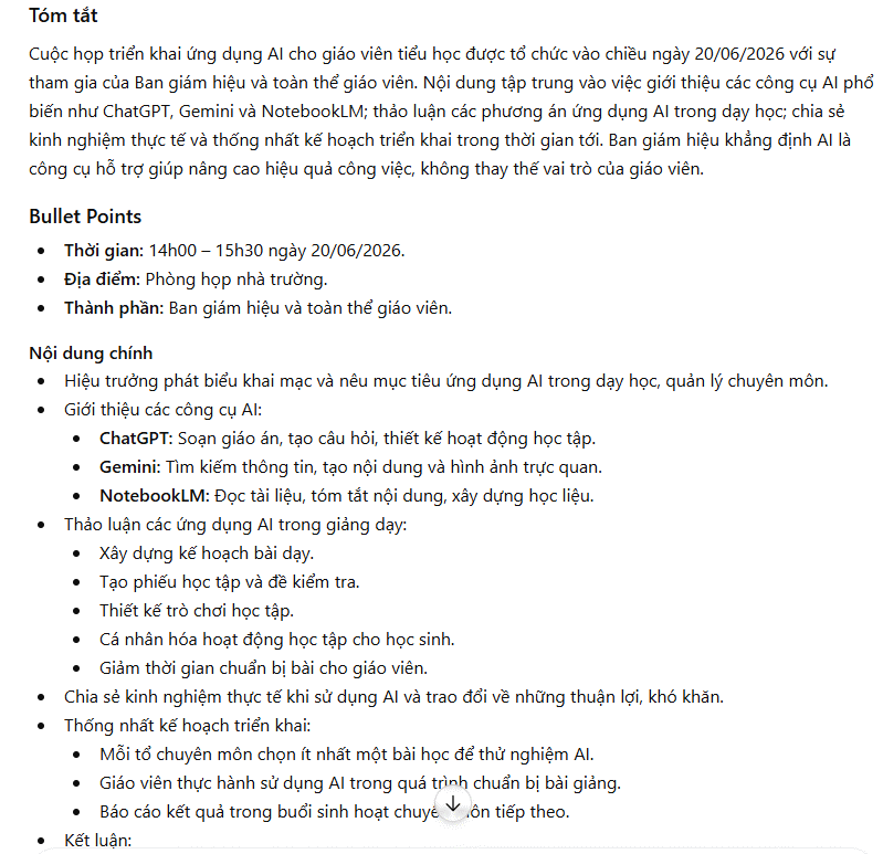 Summarize + Bullet Points: [Nội dung dài]