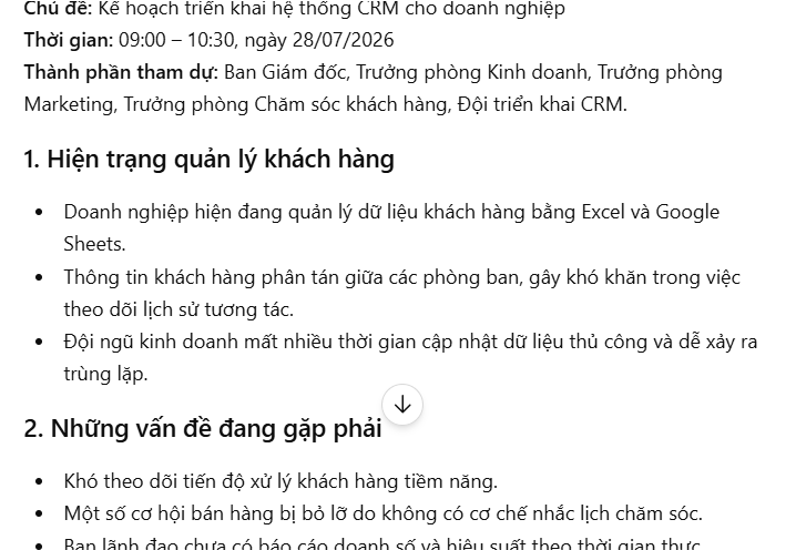 Nội dung cuộc họp