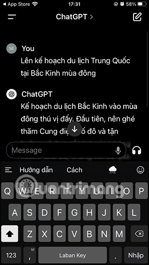 Trả lời câu hỏi mới trên ChatGPT