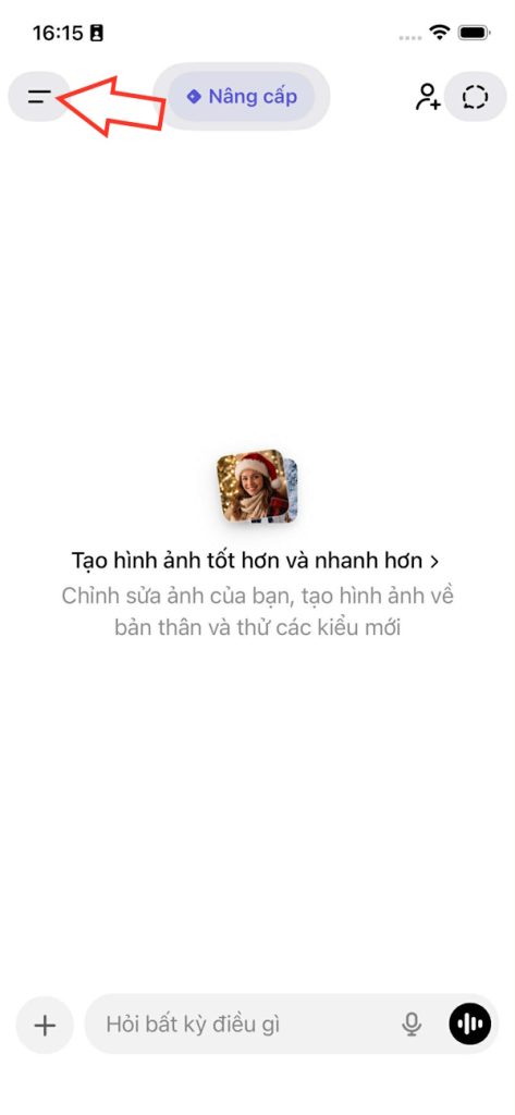 Giao diện ChatGPT điện thoại