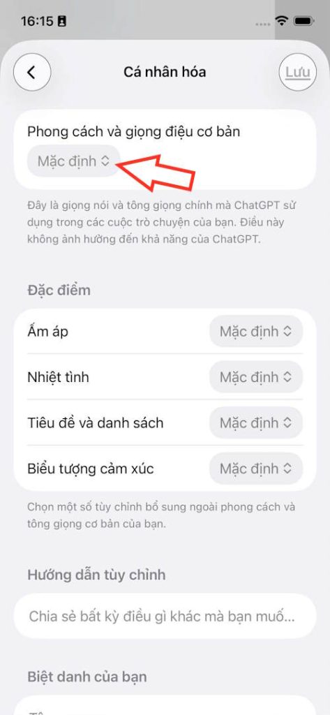 Chỉnh phong cách ChatGPT