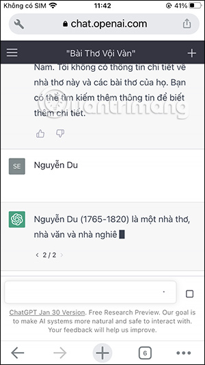Nội dung trả lời trên ChatGPT