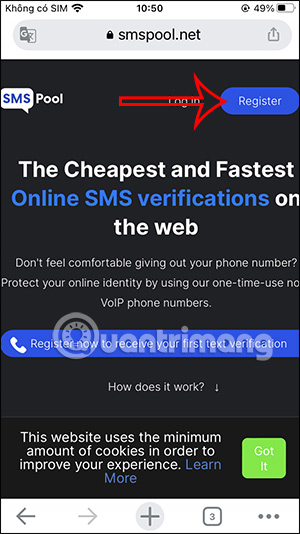 Đăng ký tài khoản SMS Pool