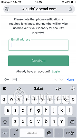 Nhập thông tin đăng ký ChatGPT