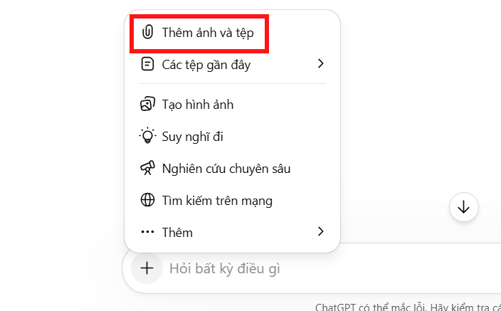 Tải ảnh cá nhân lên ChatGPT
