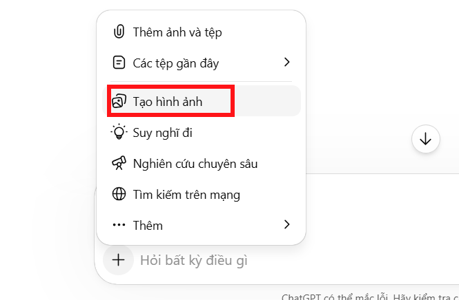 Chế độ tạo ảnh trên ChatGPT