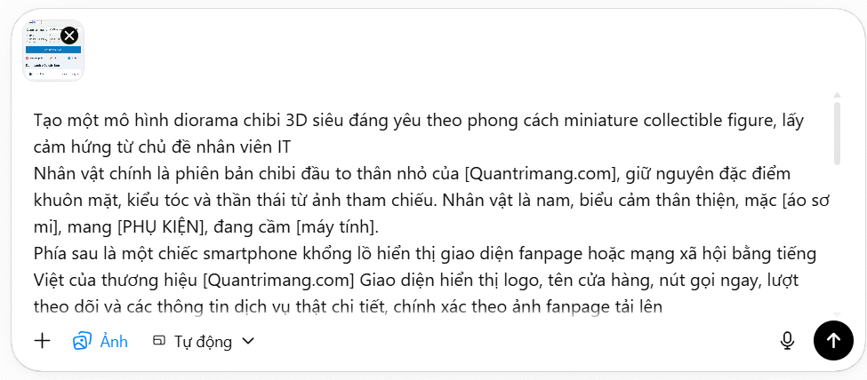 Lệnh tạo ảnh 3D chibi fanpage ngành nghề trên ChatGPT