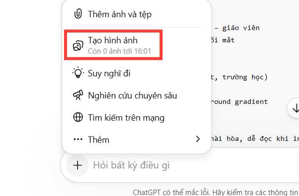 Tạo hình ảnh trên ChatGPT