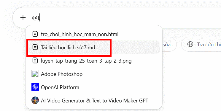 Chọn ghi chú tạo trên ChatGPT