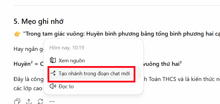 Tạo nhánh chat mới trên ChatGPT