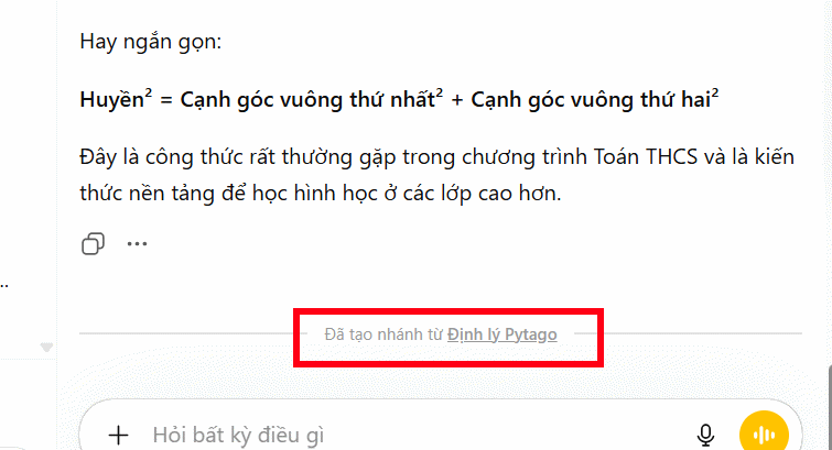 Nhánh chat mới trên ChatGPT