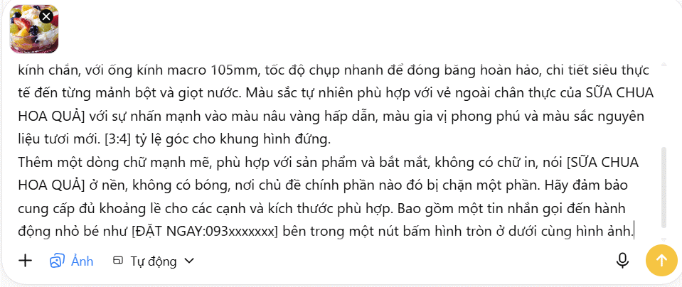 Câu lệnh tạo poster quảng quáo đồ ăn trên ChatGPT