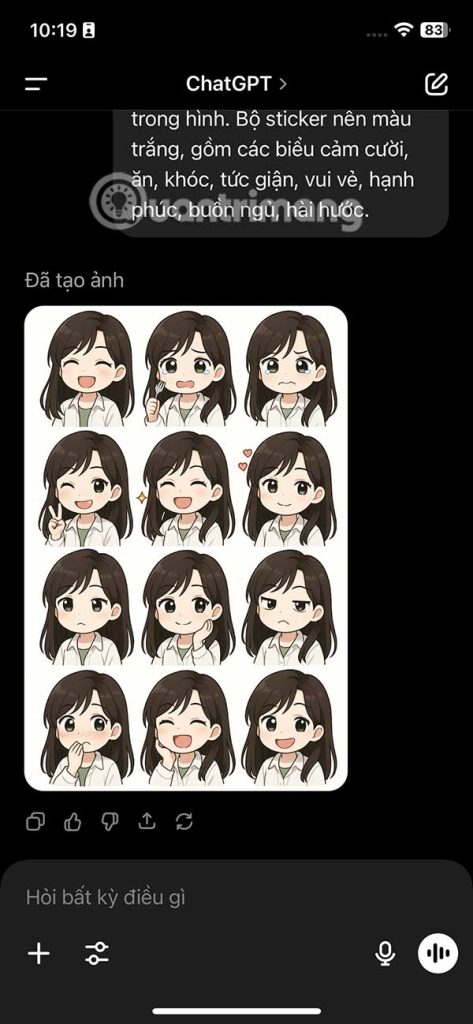 Sticker tạo trên ChatGPT