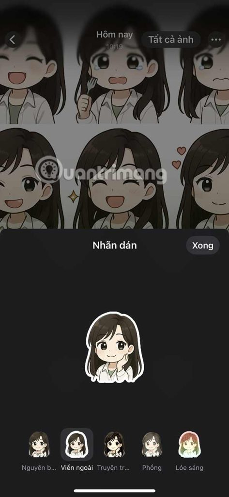 Thêm viền sticker