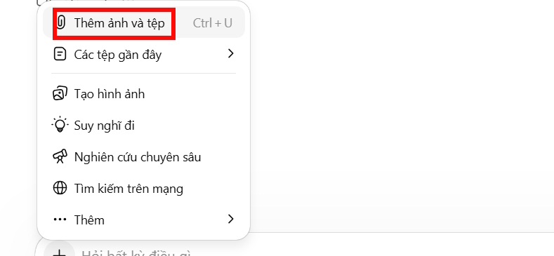 Tải ảnh thí nghiệm lên ChatGPT