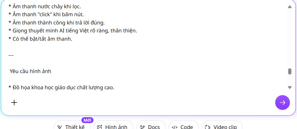 Sử dụng prompt tạo thí nghiệm trên Canva